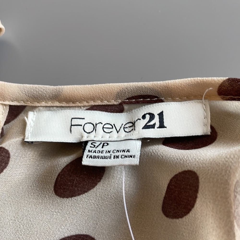NWT Forever 21 sleeveless knee length dress Size S/P polka dot taupe brown - Picture 7 of 12